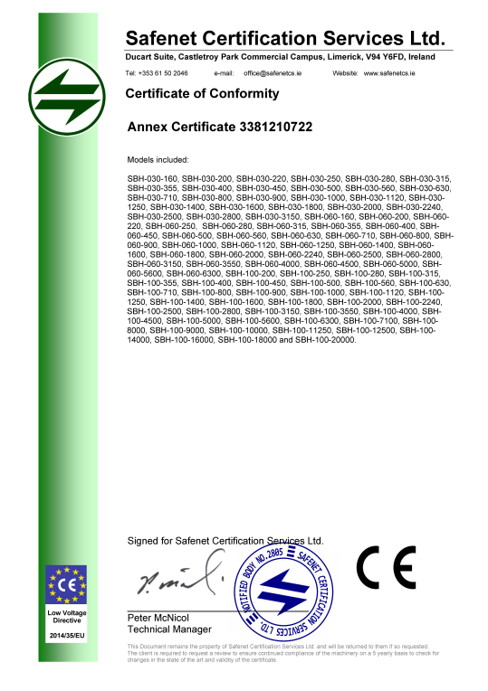 SBH系列高压变频器CE认证-2 - 声誉资质 - 希望森兰科技股份有限公司